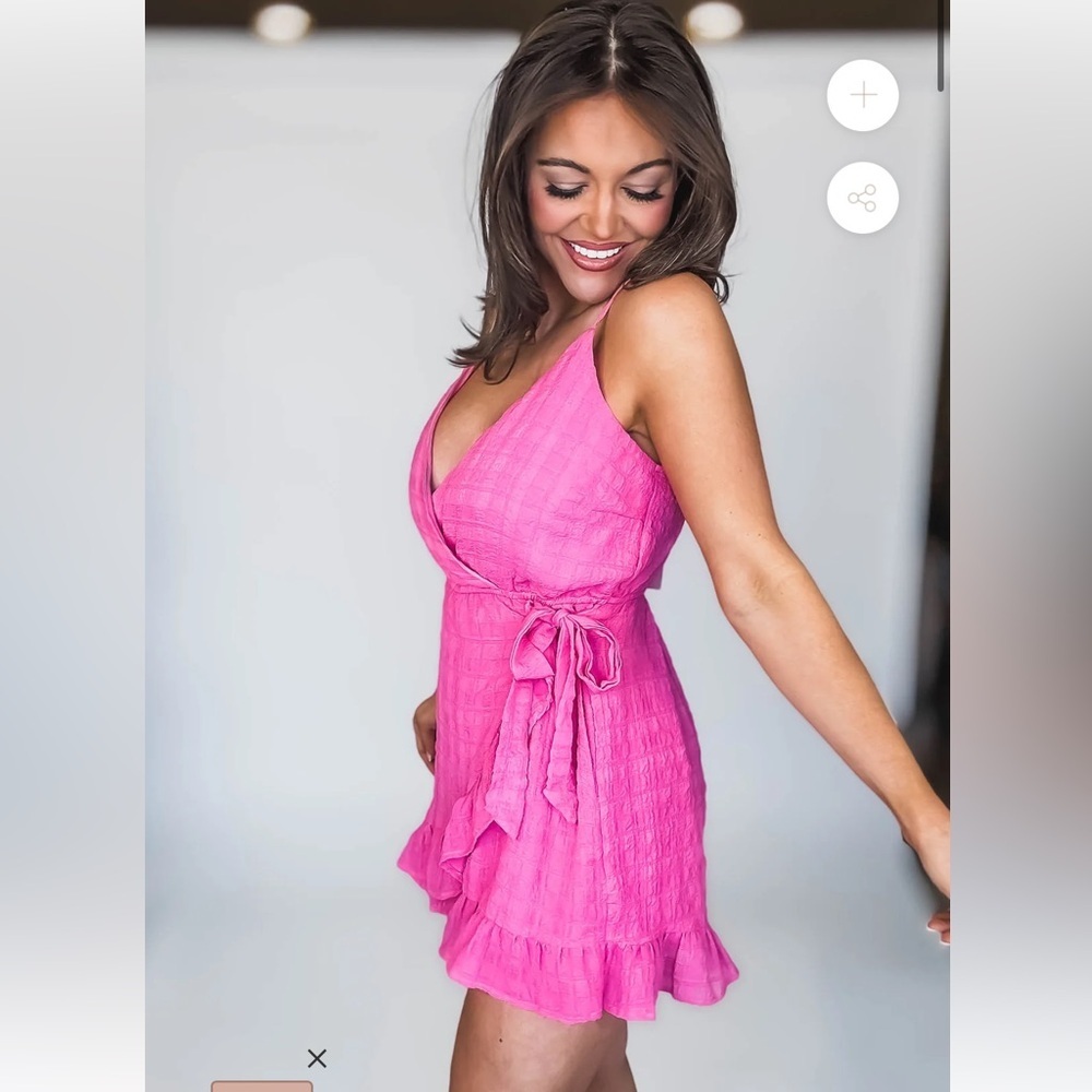 Pink Ruffled Side Tie Romper - Picture 4 of 15